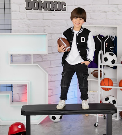 A black and white photo collage showing sports-themed images with a basketball, soccer ball, and athletic poses.