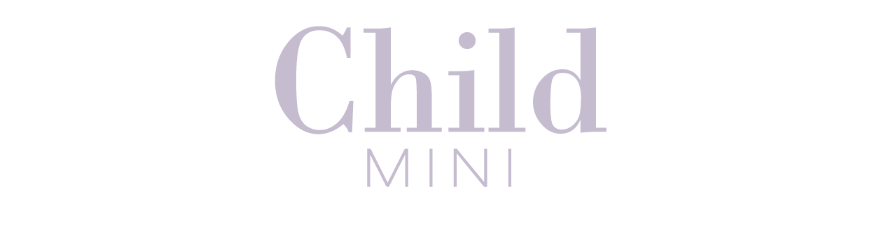 Child Mini logo displayed in soft lavender typography on a white background.