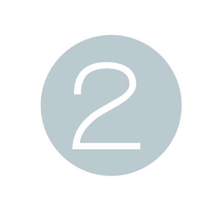 Light blue circle icon with white number 2 centered, minimalist design for step two in a sequence.