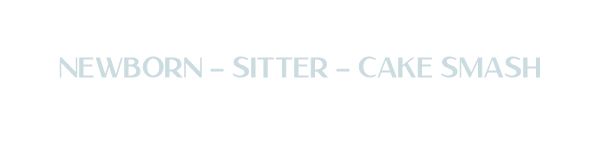 Light blue text on white background displaying photography session types: Newborn, Sitter, and Cake Smash.
