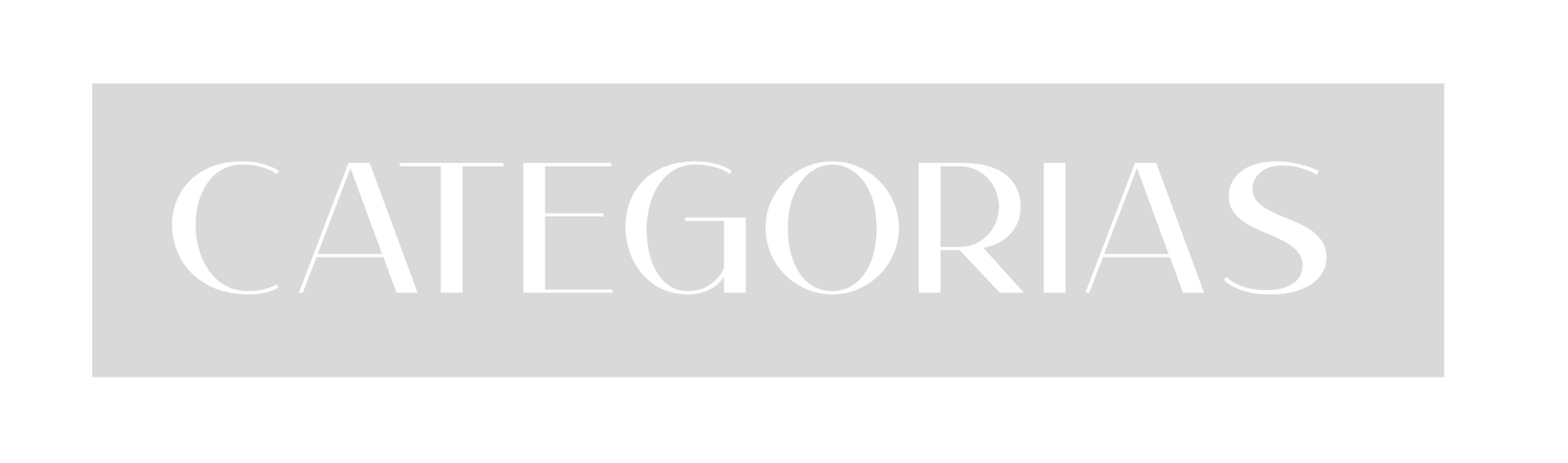 Light gray banner displaying the word CATEGORIAS in white uppercase letters for website navigation.