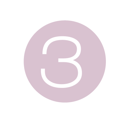 Soft pink circle icon with white number 3, minimalist design for step indicators or numbered lists.