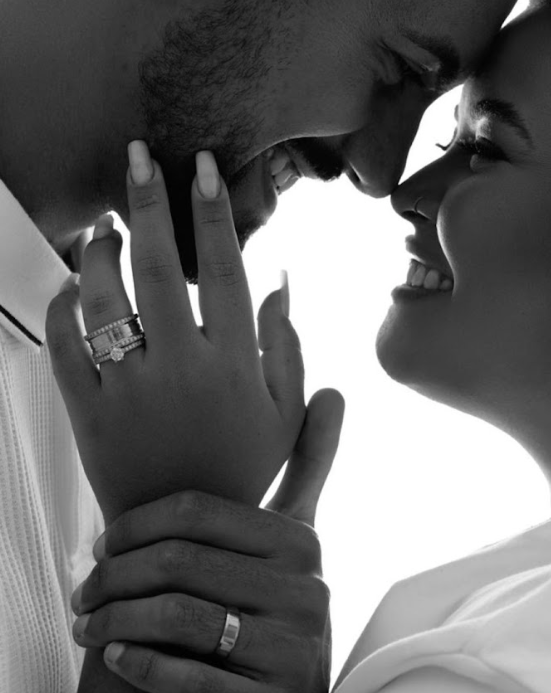 Black and white artistic photo series showing close-up intimate moments between a couple in soft lighting.