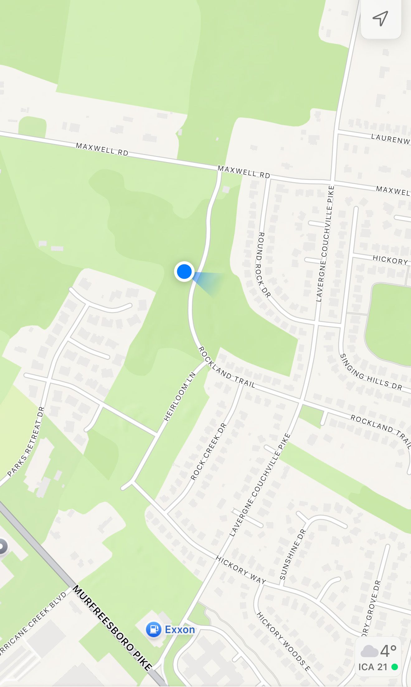 A light green and white street map showing residential roads and neighborhoods from an aerial view perspective.