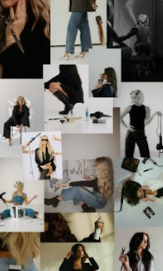 Collection of lifestyle photography showing people in casual settings with hair styling and beauty focus.