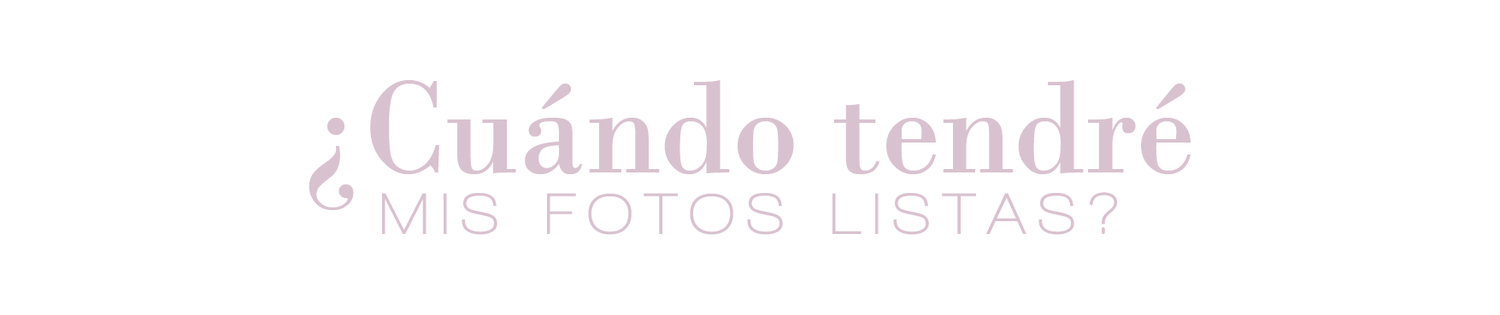 Elegant pink cursive text reading ¿Cuándo tendré mis fotos listas? on a white background.