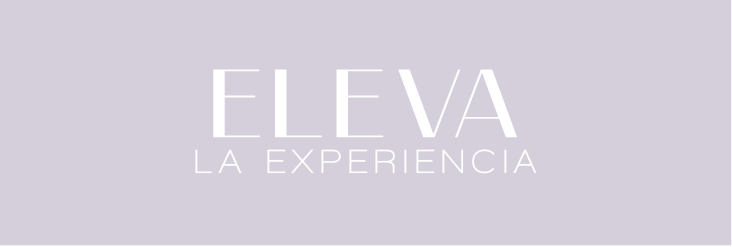 Eleva La Experiencia logo on a soft lavender background with elegant white serif typography.