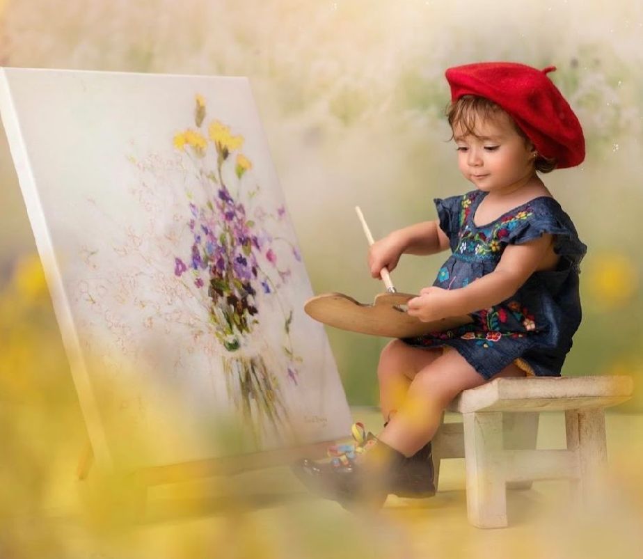 A series of photos showing someone arranging colorful wildflowers in a clear glass vase on a white surface.