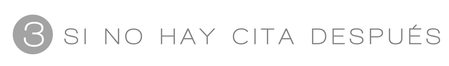 Step 3 header reading 'Si No Hay Cita Despues' in minimalist gray typography on white background.