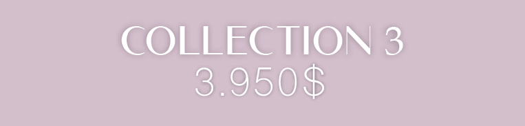 Soft mauve banner with white text reading Collection 3 and a price of 3.950$.