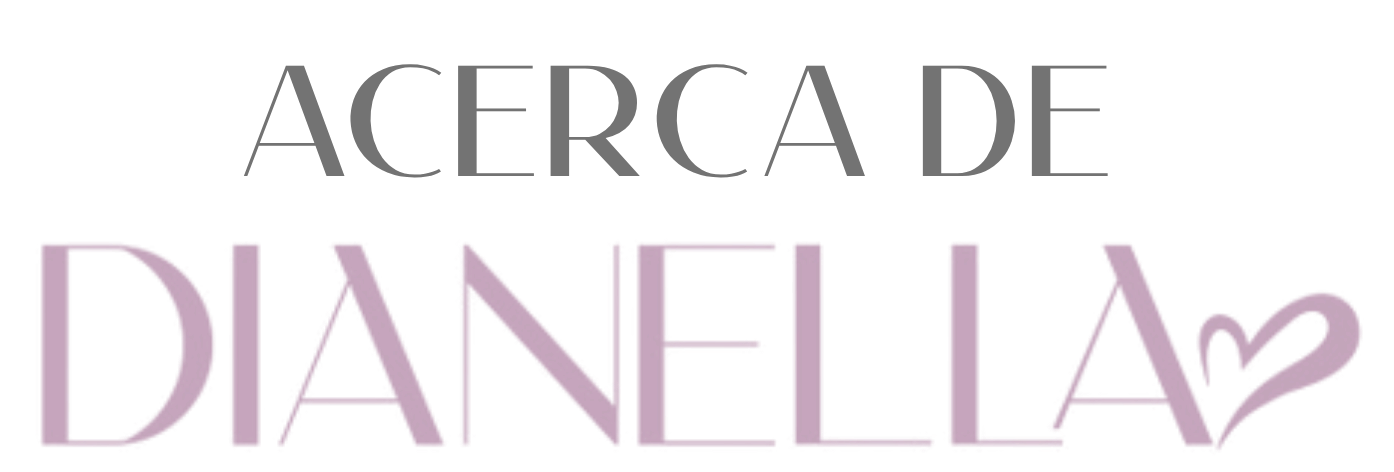 Acerca de Dianella decorative logo with elegant typography and a small heart accent in soft purple tones.