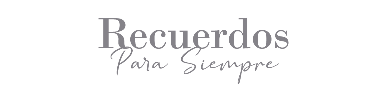 Elegant gray script logo reading Recuerdos Para Siempre, a Spanish phrase meaning Memories Forever.