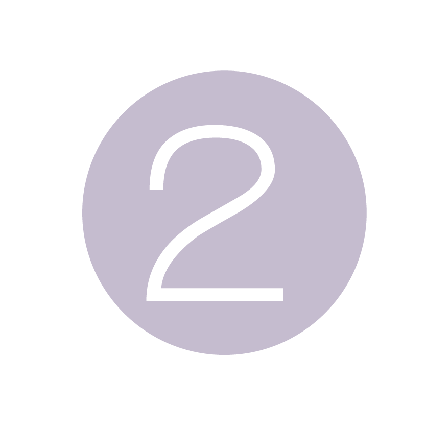 Purple circle icon with white number 2 centered, simple minimalist design for step indicators or numbered lists.