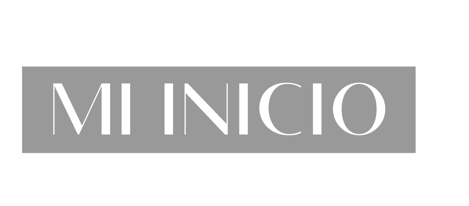MI INICIO elegant gray logo with serif typography on a neutral background.