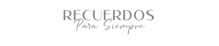 Recuerdos Para Siempre elegant script logo in gray typography on white background.
