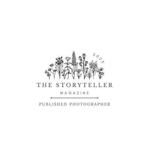 The Storyteller Magazine published photographer logo in minimal black design.