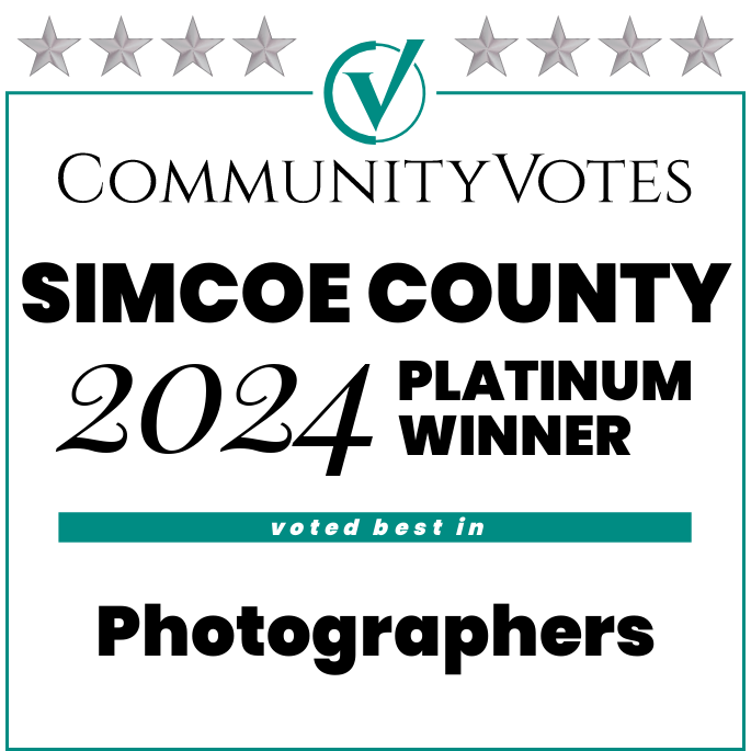 Community Votes Simcoe County 2024 Platinum Winner badge for photographers.