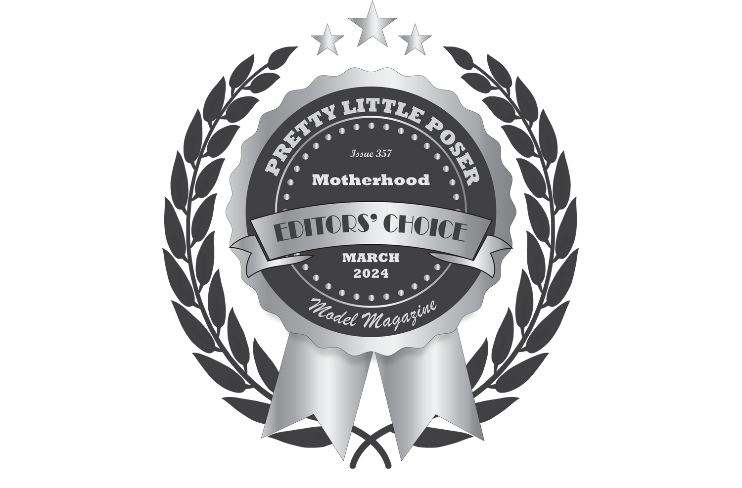 Silver Editor's Choice award badge with laurel wreath design.