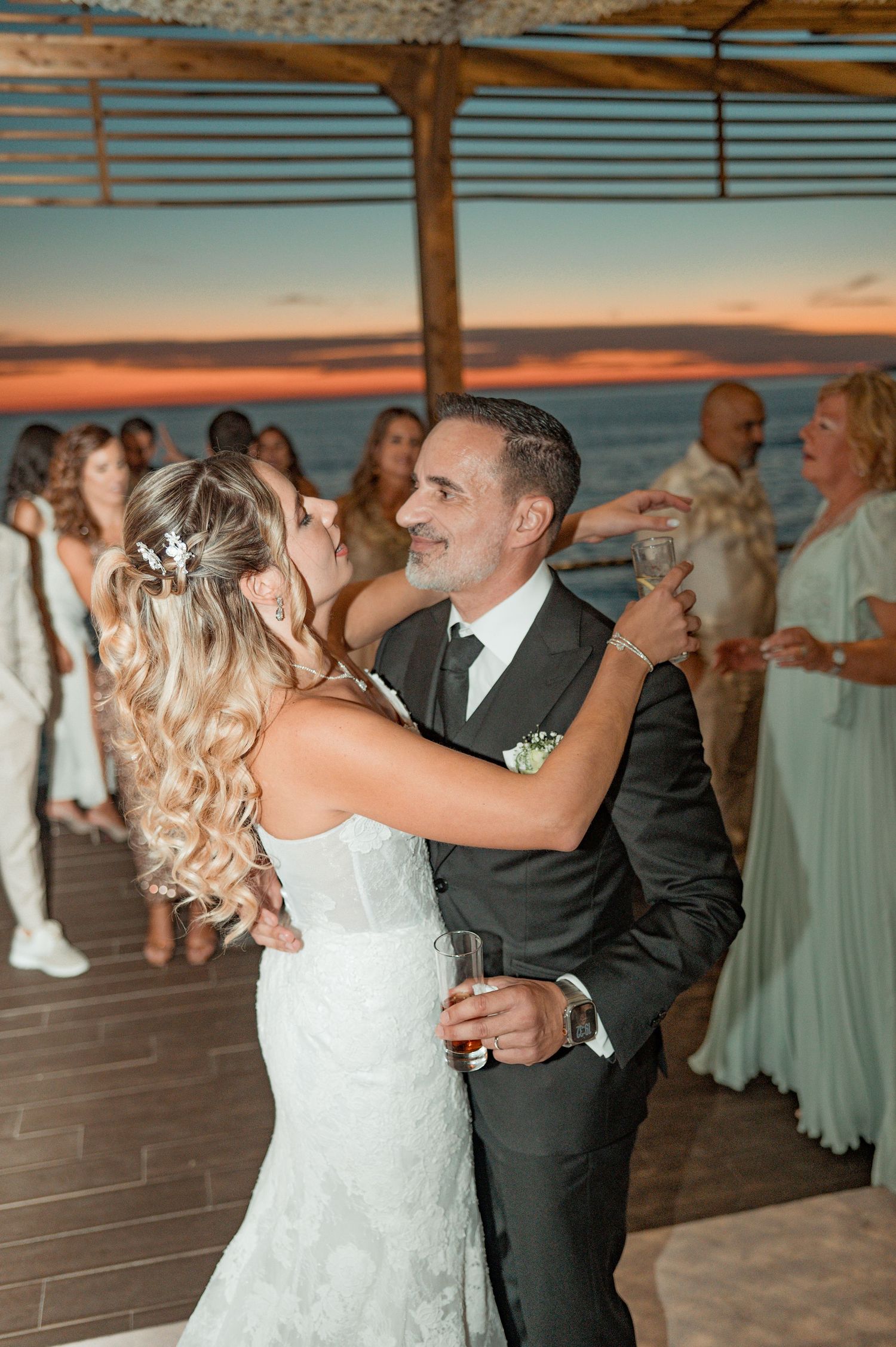 Romantic wedding portraits overlooking the ocean in Parede, Portugal.