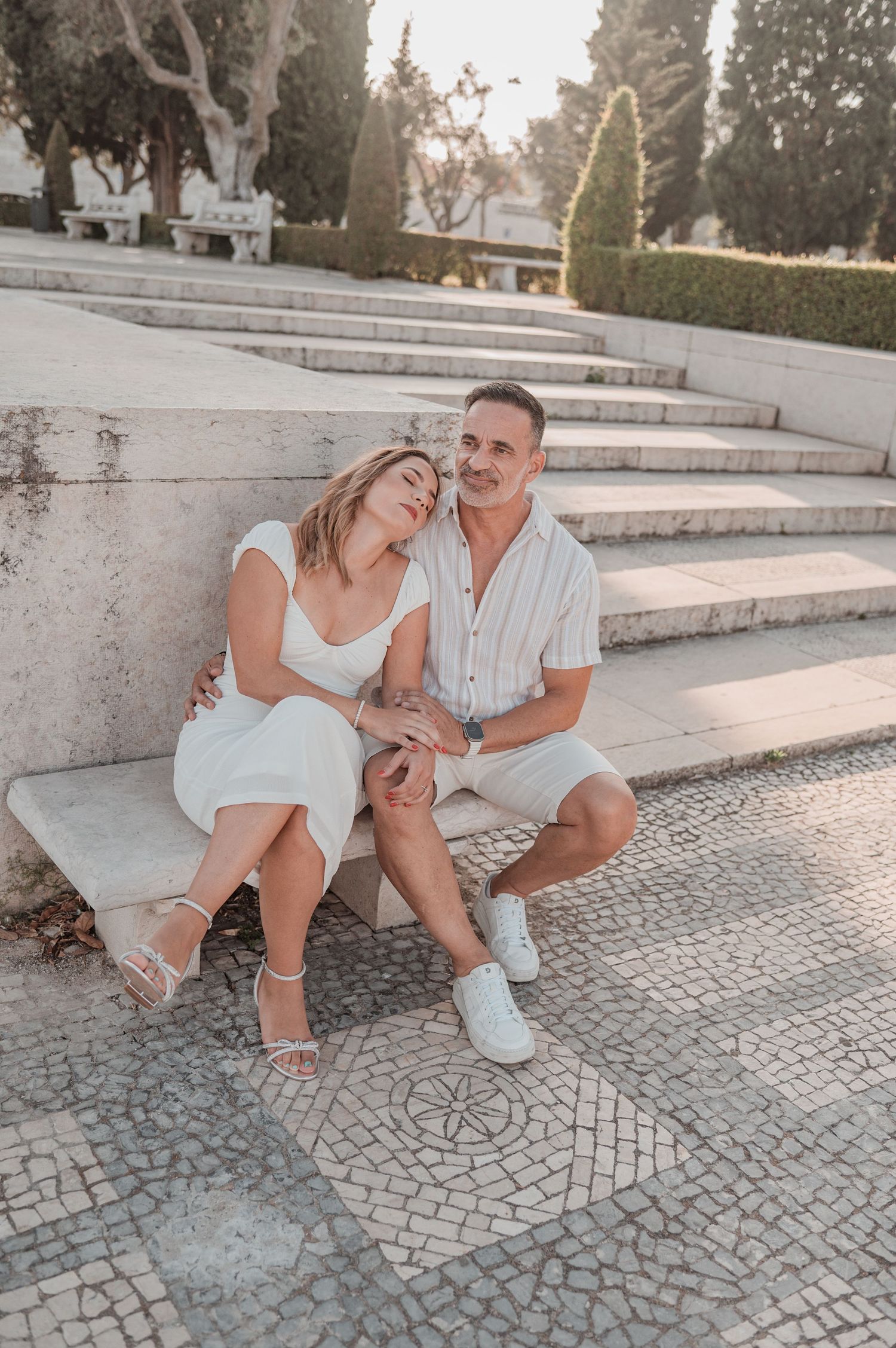 Belém engagement photography in Lisbon highlighting love, happiness, and candid moments.