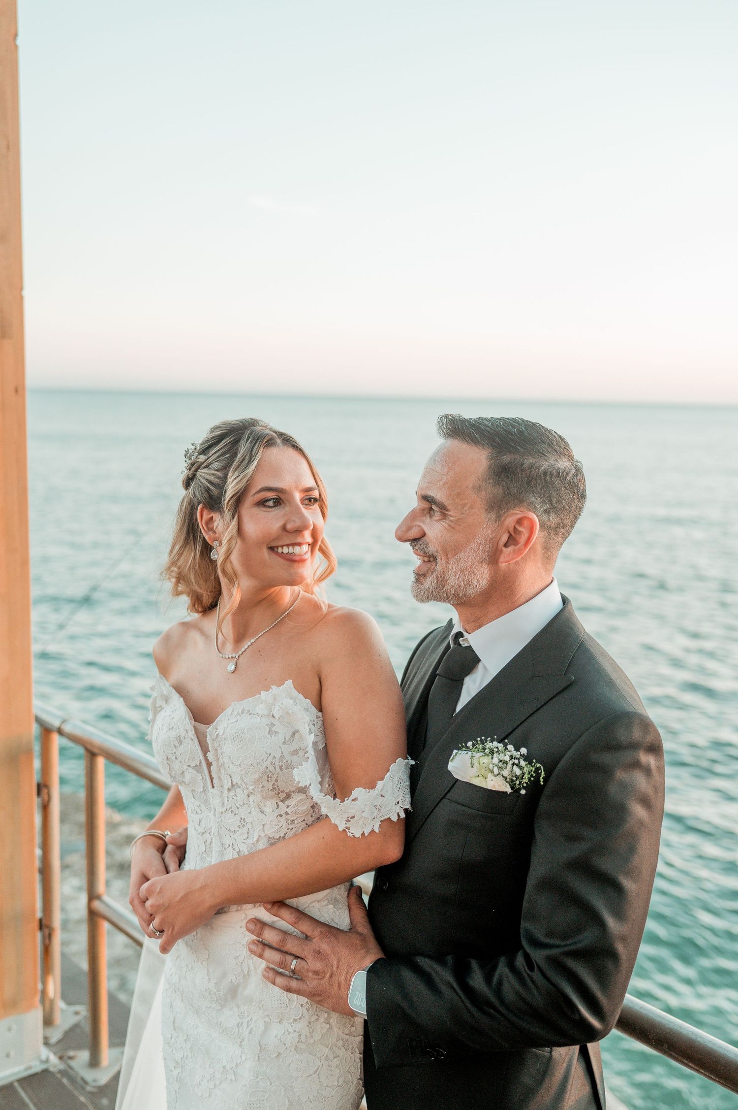 Romantic wedding portraits overlooking the ocean in Parede, Portugal.