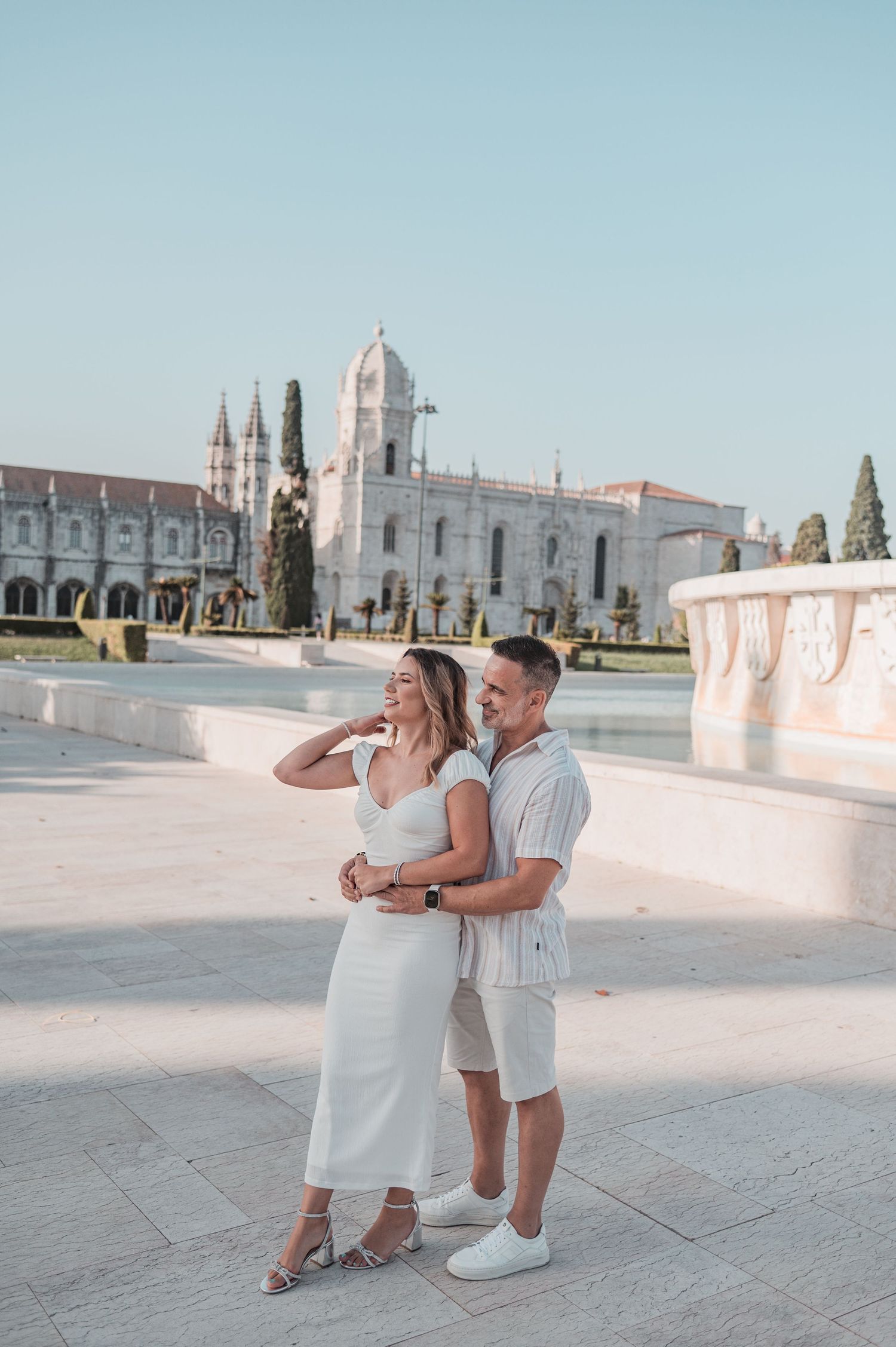Belém engagement photography in Lisbon highlighting love, happiness, and candid moments.