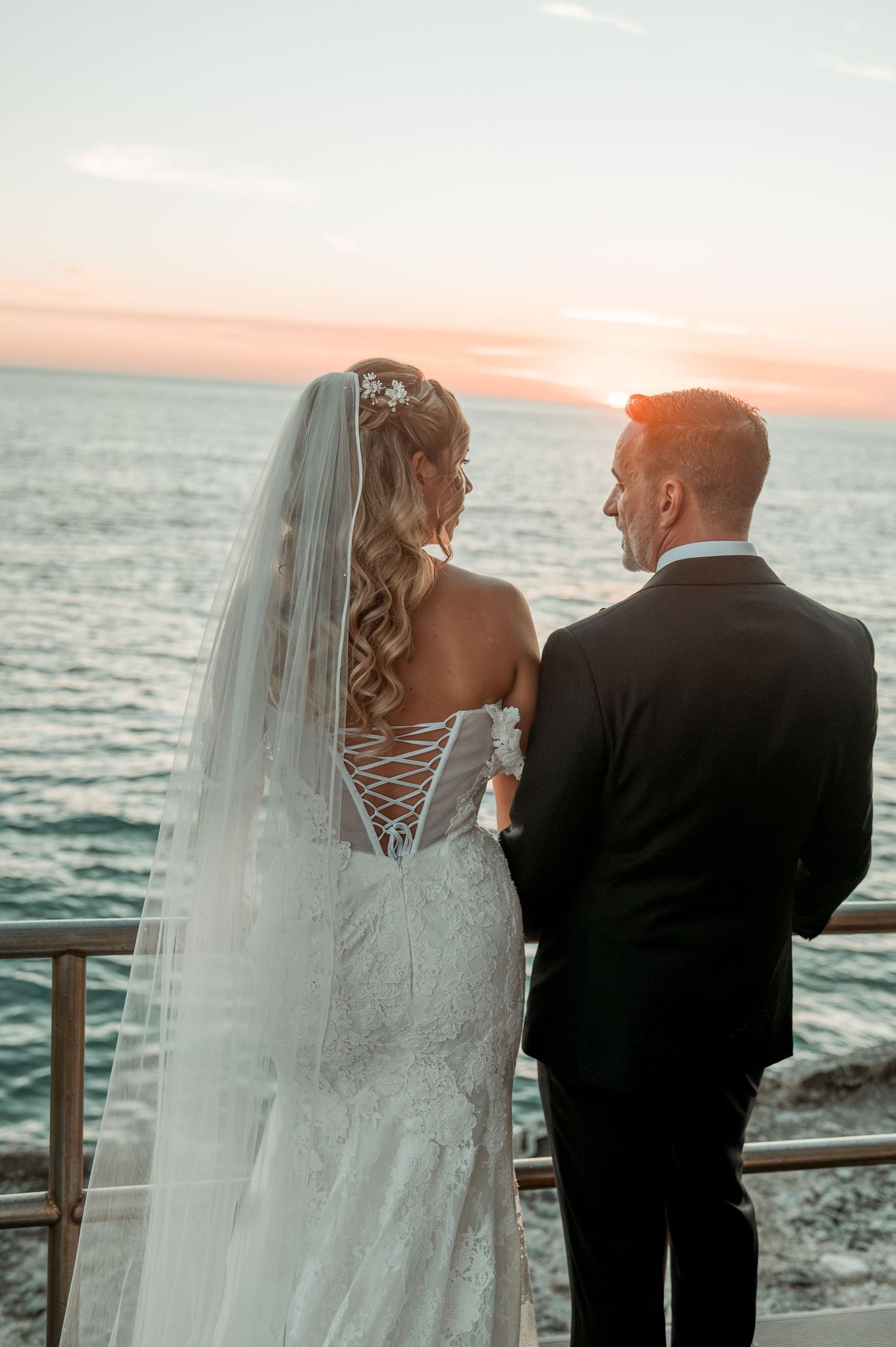 Seaside wedding in Parede, Portugal, with ocean views and golden sunset light near Lisbon.