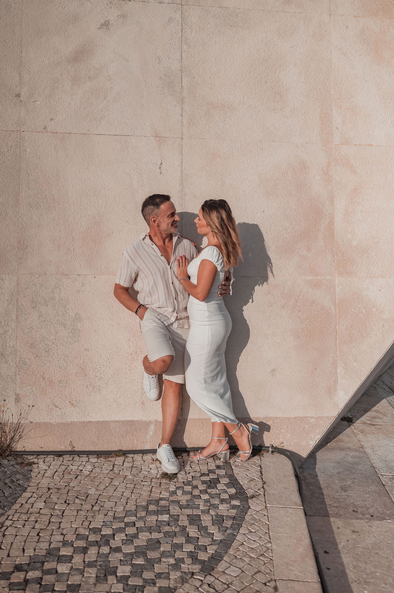 Belém engagement photography in Lisbon highlighting love, happiness, and candid moments.