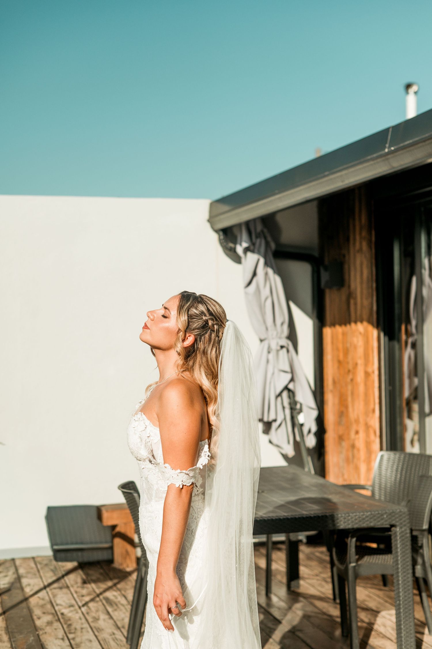 Elegant bride during destination wedding preparations in Cascais, Portugal.