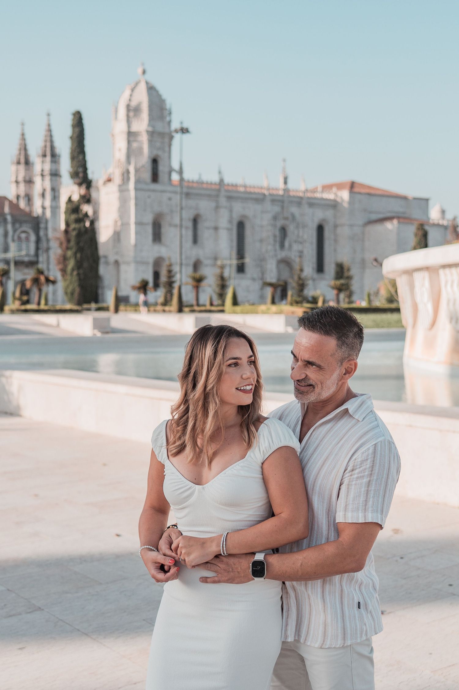 Belém engagement photography in Lisbon highlighting love, happiness, and candid moments.