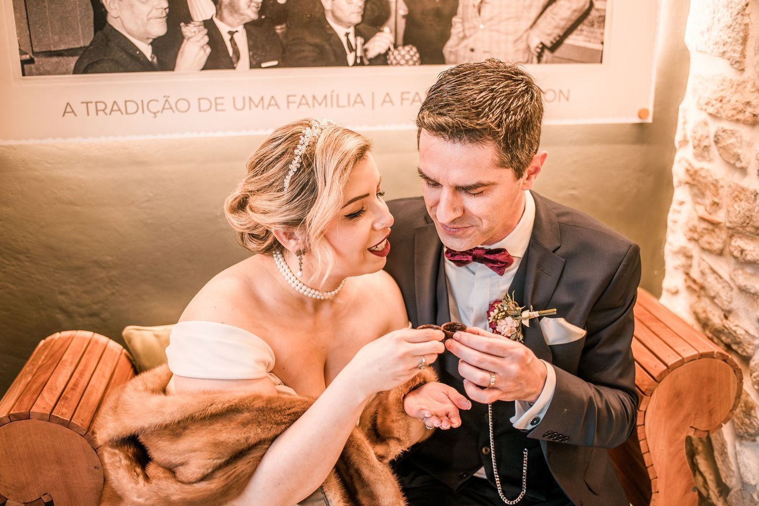 Destination wedding couple sharing a quiet moment in Óbidos, Portugal.