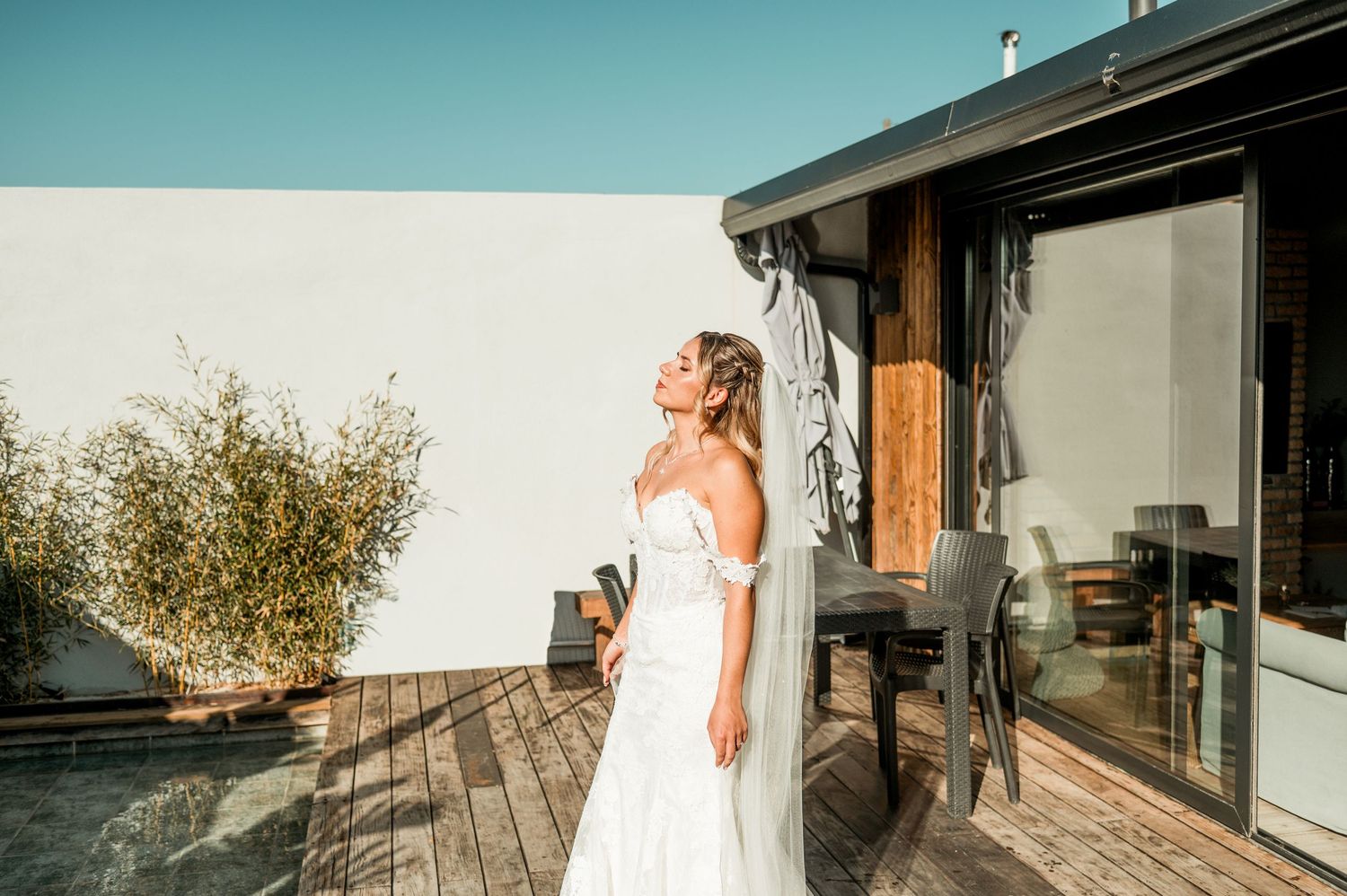 Elegant bride during destination wedding preparations in Cascais, Portugal.