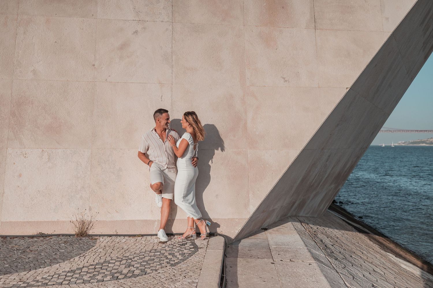 Belém engagement photography in Lisbon highlighting love, happiness, and candid moments.