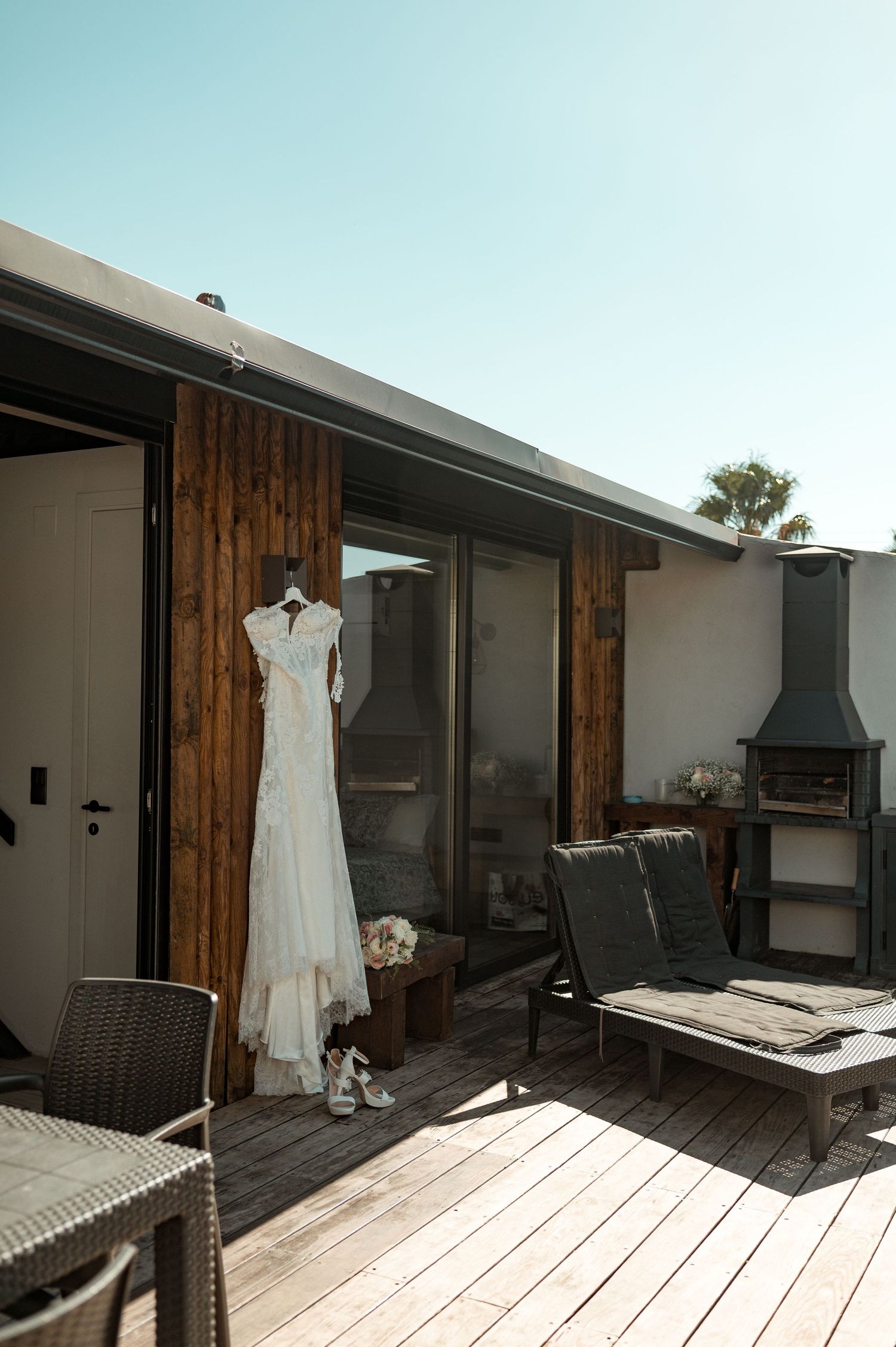 Elegant bride during destination wedding preparations in Cascais, Portugal.