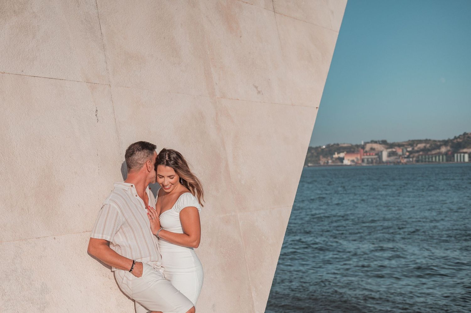 Belém engagement photography in Lisbon highlighting love, happiness, and candid moments.
