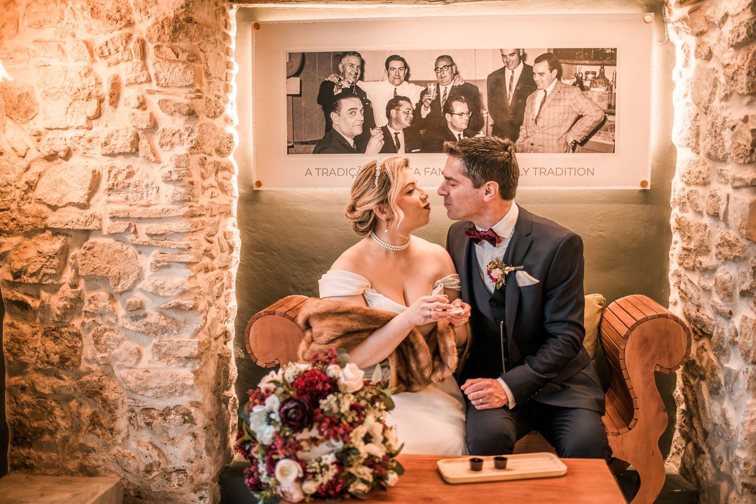 Destination wedding couple sharing a quiet moment in Óbidos, Portugal.