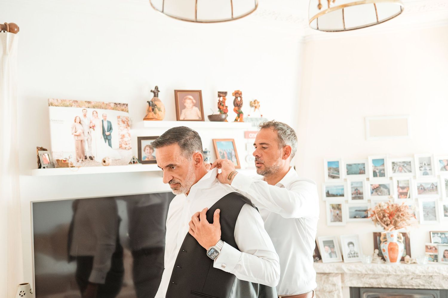 Elegant groom during destination wedding preparations in Cascais, Portugal.