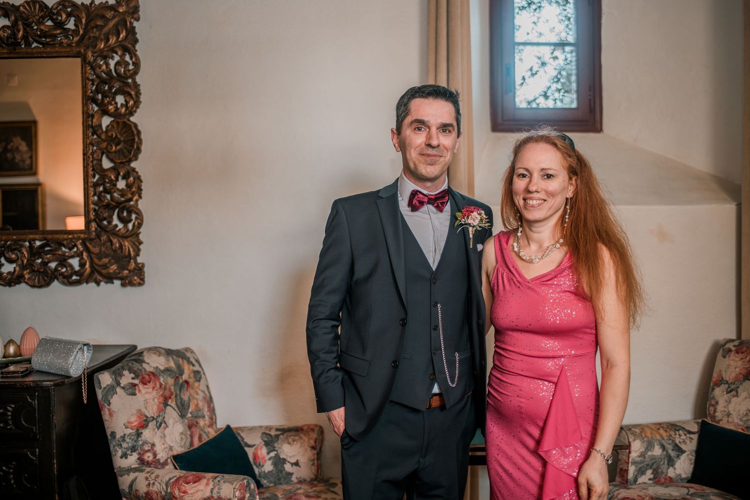Wedding dinner celebration with family and friends at an intimate destination wedding in Portugal.