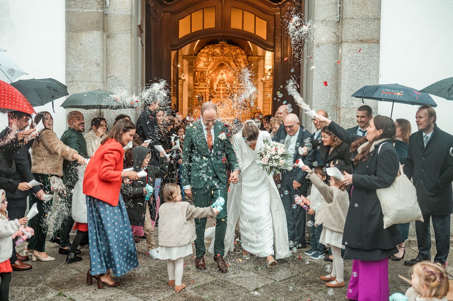 Emotional winter wedding celebration in Porto with cozy and festive atmosphere.
