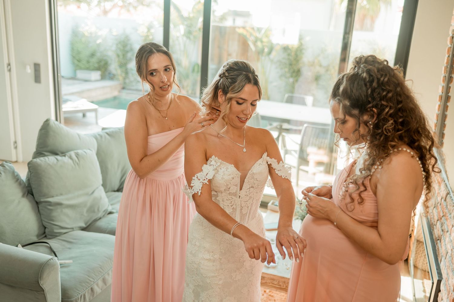 Elegant bride during destination wedding preparations in Cascais, Portugal.