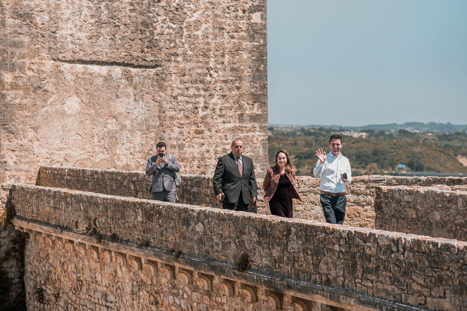 Wedding dinner celebration with family and friends at an intimate destination wedding in Portugal.