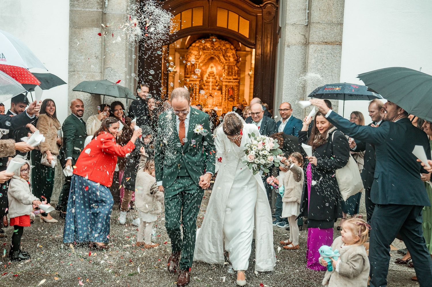 Emotional winter wedding celebration in Porto with cozy and festive atmosphere.