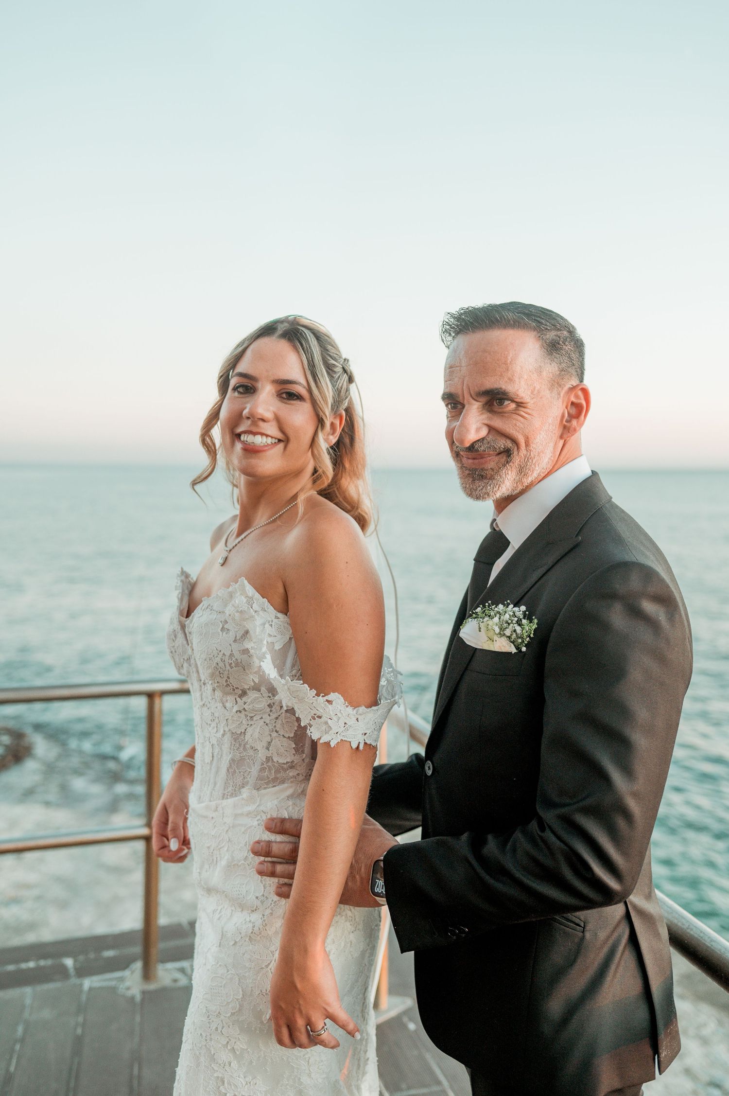Romantic wedding portraits overlooking the ocean in Parede, Portugal.
