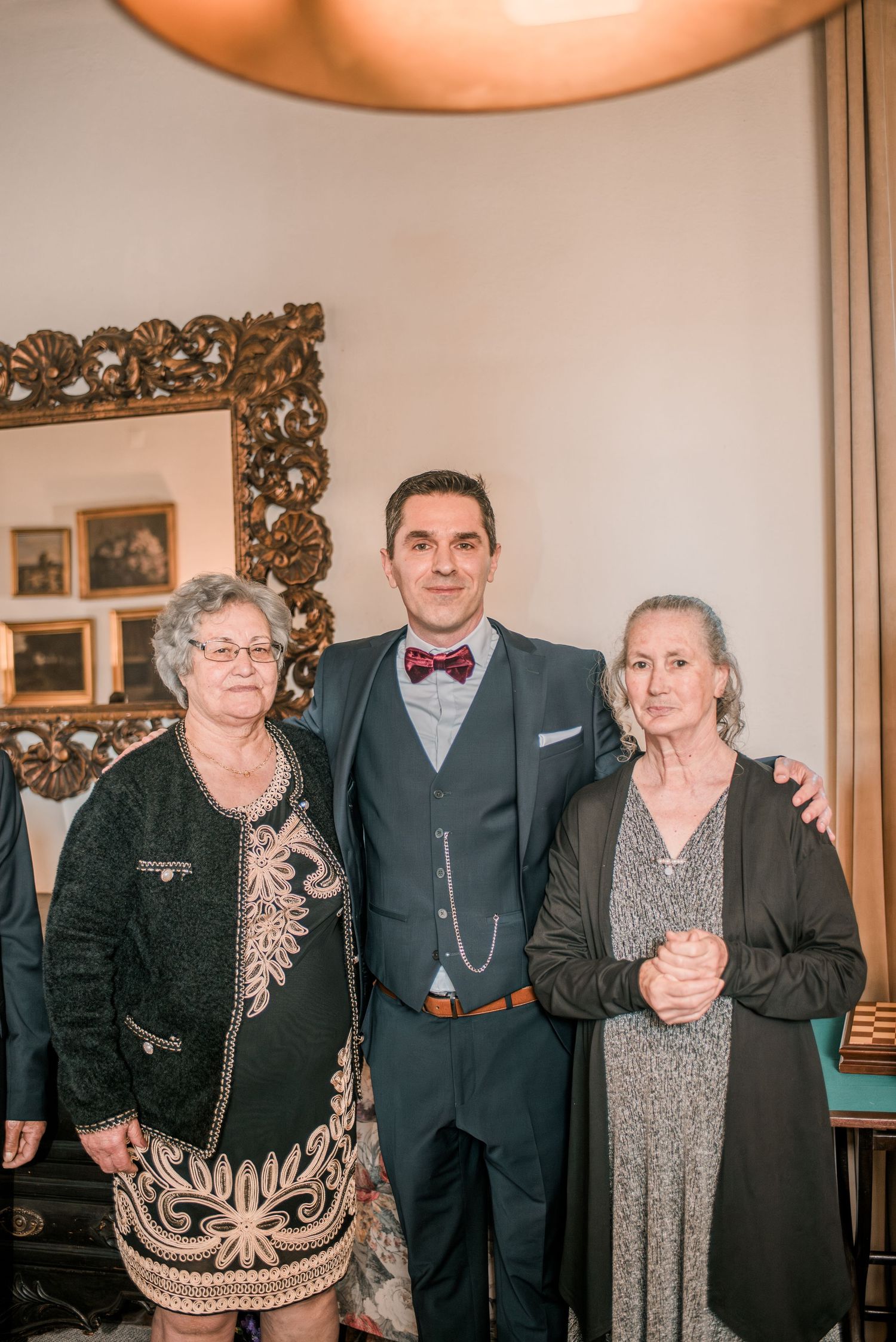 Wedding dinner celebration with family and friends at an intimate destination wedding in Portugal.