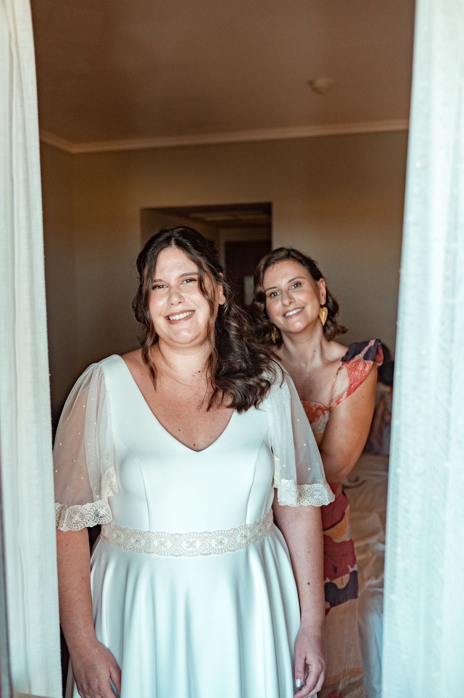 Bride in her wedding preparation in the historic center of Évora, Portugal.