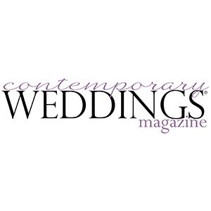 Contemporary Weddings Magazine logo featuring elegant black and purple typography on white background.