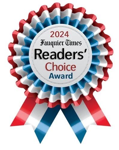 2024 Fauquier Times Readers Choice Award ribbon in red, white, and blue colors.