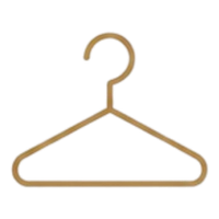 Ikon med symbol for bøjle til tøj.