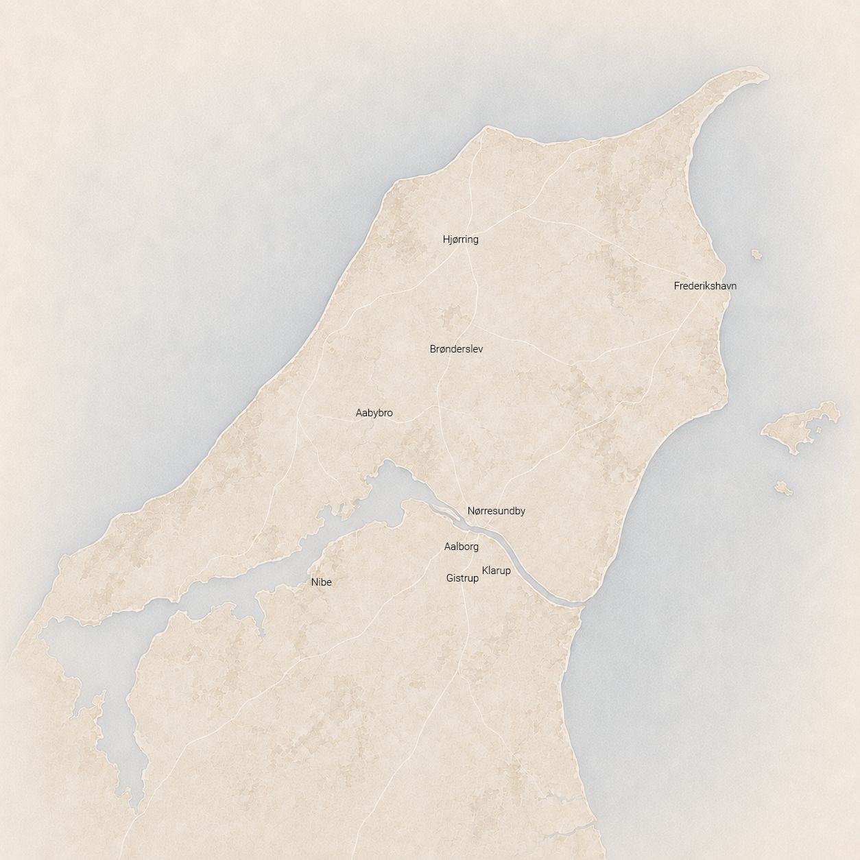 Tegning af Nordjylland.