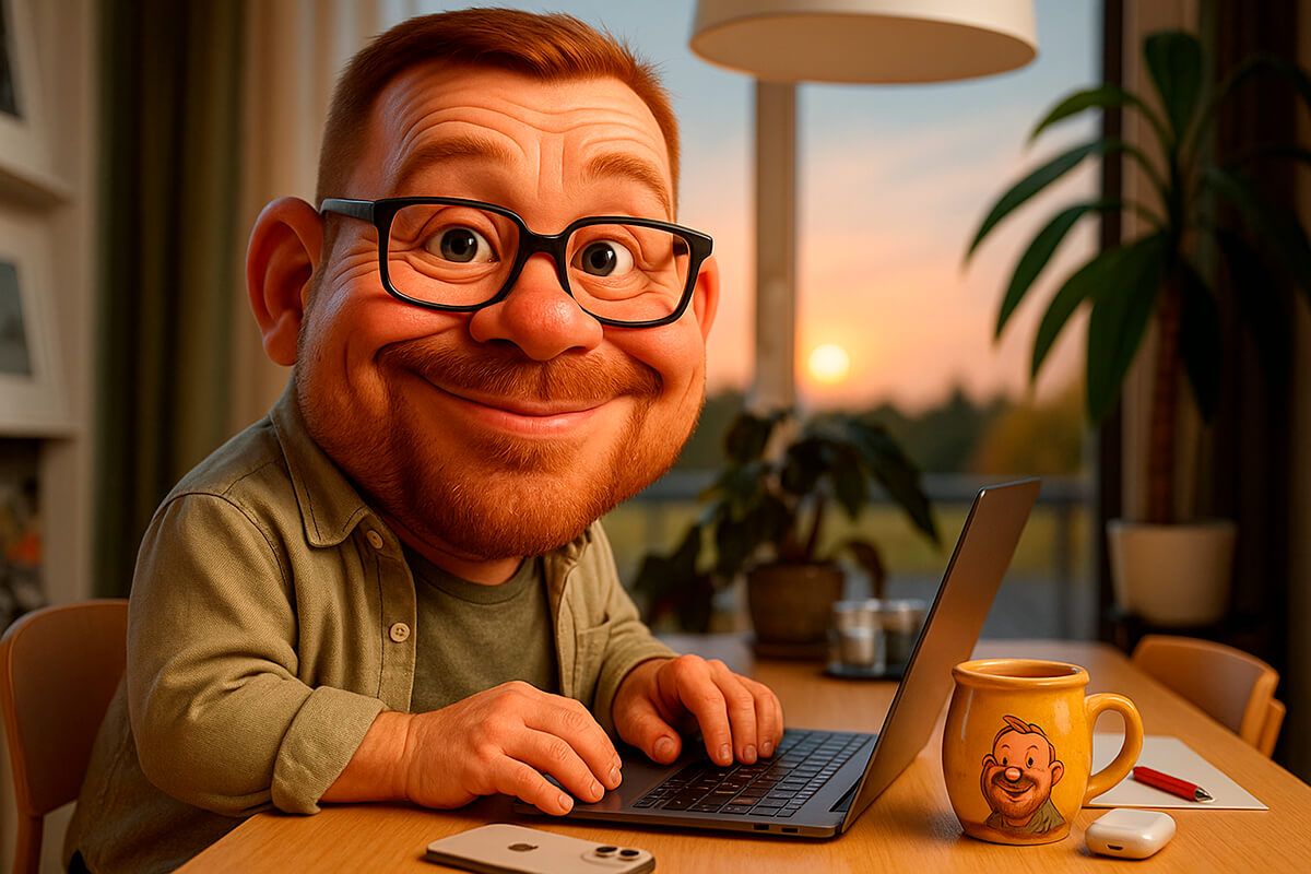 Et AI-genereret billede af Jesper Johansen JOEhansenFOTO lavet i moderne 3d animationsstil.